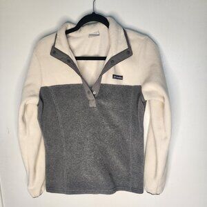 Columbia 1/4 Button Pullover - Grey and White, Size M